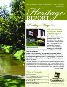Heritage Tourism Alliance of Montgomery County Newsletter Summer 2014 report  Heritage Days