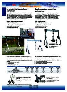 Specials  Lyn-monteret aluminiumsportalkran Quick-mounting aluminium gantry crane