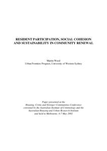 Resident participation, social cohesion and sustainability in community renewal