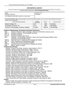 Program Director/Principal Investigator (Last, First, Middle):  BIOGRAPHICAL SKETCH Provide the following information for the Senior/key personnel and other significant contributors in the order listed on Form Page 2. Fo