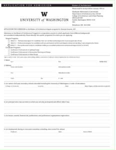 APPLICATION FOR ADMISSION 