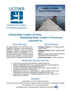 UCOWR  Leaders in Water Research and Education  Universities Council