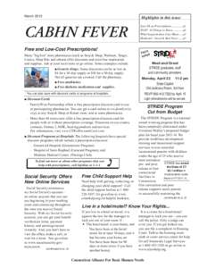 March[removed]Highlights in this issue: CABHN FEVER Free and Low-Cost Prescriptions!