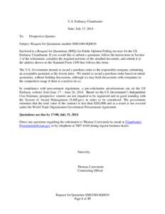 U.S. Embassy Ulaanbaatar Date: July 17, 2014 To: Prospective Quoters