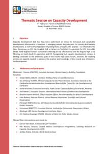 Thematic Session on Capacity Development 4th High-Level Forum on Aid Effectiveness Busan, Republic of Korea- BEXCO Centre 29 November[removed]I.