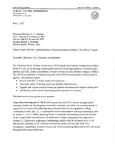 California Public Utilities Commission / Energy in the United States / National Transportation Safety Board / Pipeline and Hazardous Materials Safety Administration / Transport / Pacific Gas and Electric Company / Safety