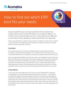 Unlock Your Business Potential  How to find out which ERP best fits your needs Having the right ERP system is critically important for the future health of your company. While it may be true that ERP systems are more ali