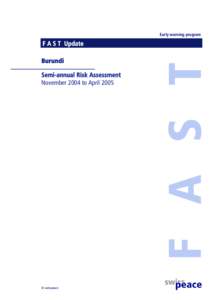 Early warning program  Burundi Semi-annual Risk Assessment November 2004 to April 2005