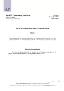 UNWTO Commission for Africa  CAF[removed]Madrid, March 2013 Original: English