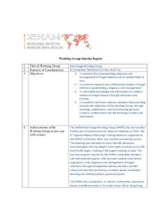 Interim report of the working groups under ISHAM