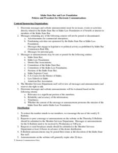 Idaho State Bar & Law Foundation Policies & Procedure for Electronic Communications