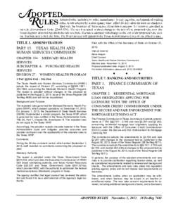 TITLE 1. ADMINISTRATION  Filed with the Office of the Secretary of State on October 21, PART 15. TEXAS HEALTH AND HUMAN SERVICES COMMISSION