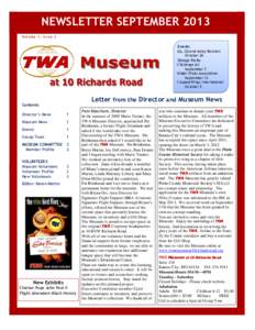 NEWSLETTER SEPTEMBER 2013 Volume 1, Issue 2 Events Up, Up and Away Reunion October 26