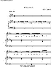 More on freepianosongs.blogspot.com  Innocence AVRIL LAVIGNE Arr. by Ludy