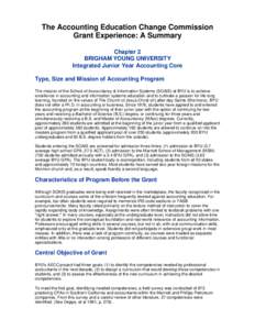 The Accounting Education Change Commiss... Integrated Junior Year Accounting Core  file:///U|/Users/JustinS/pubs/changegrant/chap2.htm The Accounting Education Change Commission Grant Experience: A Summary