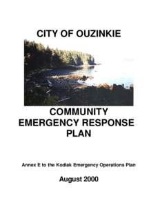 CITY OF OUZINKIE  COMMUNITY EMERGENCY RESPONSE PLAN