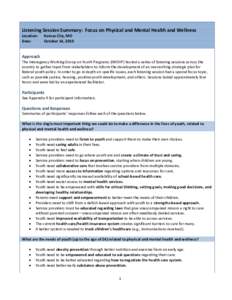 Child care / Wraparound / Interagency Working Group on Youth Programs / Health education / Mental health / Health care provider / Youth health / Health equity / Health / Medicine / Healthcare