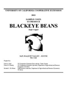 Sample Costs to Produce Blackeye Beans, Single Cropped, San Joaquin Vally - South, Tulare County, 2013