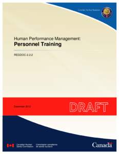 Human Performance Management:  Personnel Training REGDOC[removed]December 2013