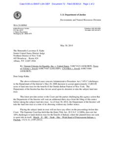 Case 6:08-cv[removed]LEK-DEP Document 72 Filed[removed]Page 1 of 2  U.S. Department of Justice Environment and Natural Resources Division[removed]Indian Resources Section