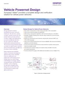Datasheet  Vehicle Powernet Design Synopsys’ Saber® provides a complete design and verification solution for vehicle power networks