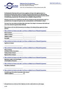 Application form for authorisation  of a reinsurer with registered office in a non-designated State to open a branch in the Netherlands Section 2:26d, 2:26e, Financial Supervision Act (Wet op het financieel toezicht or W