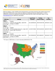 Effective August 1, 2014, KEPRO will be the Beneficiary and Family Centered Care Quality Improvement Organization (BFCC-QIO) in the Centers for Medicare & Medicaid Services (CMS) Areas 2, 3 and 4. Healthcare providers an