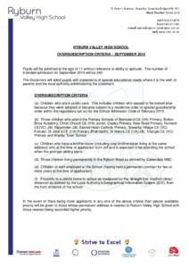 St Peter’s Avenue, Sowerby, Sowerby Bridge HX6 1DF Head Teacher David Lord tel[removed]fax[removed]e-mail [removed] web www.rvhs.co.uk