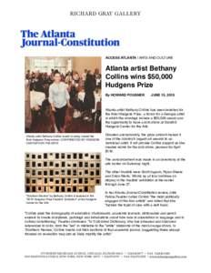 ACCESS ATLANTA | ARTS AND CULTURE  Atlanta artist Bethany Collins wins $50,000 Hudgens Prize By HOWARD POUSNER