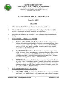 RANDOLPH COUNTY DEPARTMENT OF PLANNING & DEVELOPMENT 204 East Academy Street • Post Office Box 771 Telephone: ([removed]Asheboro, North Carolina[removed] • Fax: ([removed]