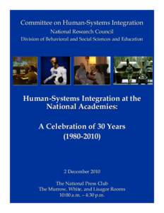 Committee on Human-Systems Integration National Research Council Division of Behavioral and Social Sciences and Education