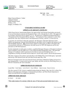 UTAH ARMY NATIONAL GUARD APPROVAL OF AIRCRAFT AND PILOTS