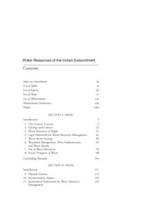 Water Resources of the Indian Subcontinent  Contents Notes on Contributors List of Tables List of Figures