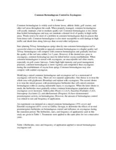 Common Bermudagrass Control in Zoysiagrass B. J. Johnson1 Common bermudagrass is widely used in home lawns, athletic fields, golf courses, and other turf areas throughout the south. When properly managed, common bermudag