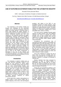 RPD 2010 – Rapid Product Development  Use of DCPD/RIM on Exterior Panels for the Automotive Industry Alexandre Teixeira, Bernardo Ribeiro