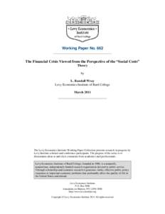 The Financial Crisis Viewed from the Perspective of the “Social Costs” Theory