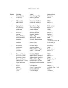 Demonstration Sites  Region 1 8