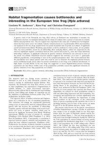 Philosophy of biology / Conservation genetics / Inbreeding / European tree frog / Small population size / Pacific Tree Frog / Frog / Population bottleneck / Genetic drift / Population genetics / Biology / Genetics