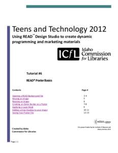 Teens and Technology[removed]Using READ™ Design Studio to create dynamic programming and marketing materials  Tutorial #6