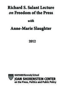 Richard S. Salant Lecture on Freedom of the Press with Anne-Marie Slaughter 2012