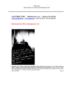 ARS LIBRI ELECTRONIC LIST 102: CONTEMPORARY ART Ars Libri, Ltd[removed]Harrison Ave. / Boston, MA 02118