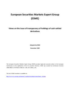 European Securities Markets Expert Group (ESME)