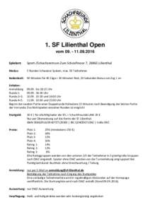 1. SF Lilienthal Open vom Spielort: Sport-/Schachzentrum Zum Schoofmoor 7, 28865 Lilienthal