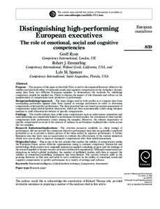 The current issue and full text archive of this journal is available at www.emeraldinsight.comhtm Distinguishing high-performing European executives The role of emotional, social and cognitive