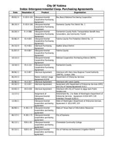 City Of Yakima Index-Intergovernmental Coop. Purchasing Agreements Date Resolution #