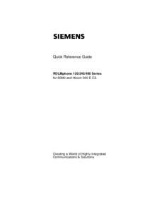 g1611.cvr Page 1 Thursday, October 8, [removed]:20 AM  Quick Reference Guide ROLMphone[removed]Series for 9006i and Hicom 300 E CS