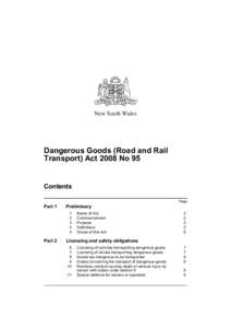 New South Wales  Dangerous Goods (Road and Rail Transport) Act 2008 No 95  Contents