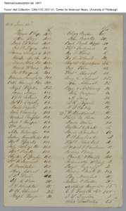Railroad subscription list, 1847 Foster Hall Collection, CAM.FHC[removed], Center for American Music, University of Pittsburgh. Railroad subscription list, 1847 Foster Hall Collection, CAM.FHC[removed], Center for America