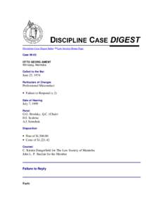 Discipline Case Digest Index  Law Society Home Page Case[removed]OTTO GEORG AMENT