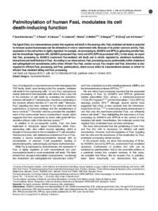 Citation: Cell Death and Disease[removed], e88; doi:[removed]cddis[removed] & 2010 Macmillan Publishers Limited All rights reserved[removed]www.nature.com/cddis  Palmitoylation of human FasL modulates its cell